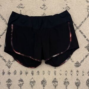 Oiselle Black Running Shorts with Pink Accents and short tights lining